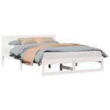 Bed Frame with Headboard White 150 x 200 cm Solid Pine Wood 873269
