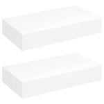 Floating Wall Shelves with Drawers 2 pcs White 48 cm 276001