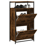 Shoe Cabinet Smoked Oak 60x34x112 Engineered Wood 840031