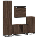 ZNTS 4 Piece Bathroom Furniture Set Brown Oak Engineered Wood 3301224