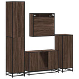 ZNTS 4 Piece Bathroom Furniture Set Brown Oak Engineered Wood 3301224