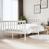 3101134 Bed Frame without Mattress White Solid Wood 140x190 cm