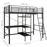 Bunk Bed with Table without Mattress Black Metal 90x200 cm 287907