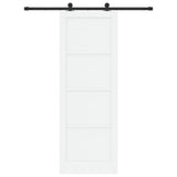 Sliding Door White and Black 83 x 232 cm Solid Pine Wood 3445455