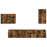 TV Wall Cabinet Set 4 pcs Smoked Oak Engineered Wood 3408939