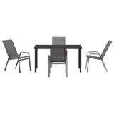 Garden Dining Set 5 pcs Grey and Black Powder-coated Steel 3379123