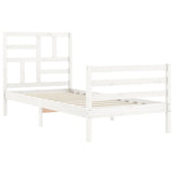 Bed Frame without Mattress White Single Solid Wood 3194862