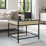 ZNTS Coffee Table with Infinity LED Sonoma Oak 50x50x41 cm 847678