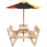 Picnic Table for 4 Kids with Umbrella Solid Wood Fir 3281617
