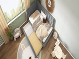 Upholstered Bed Daybed with Pull-Out Bed, 3FT Single Sofa Bed 90 x 190 cm, Ottoman Bed Trundle Beds N601P377081G