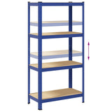 4-Layer Storage Shelves 2 pcs Blue Steel&Engineered Wood 4016935