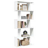 Room Divider Bookcase 5-Tier White 70x24x161 cm Engineered Wood 858093