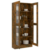 Vitrine Cabinet Smoked Oak 82.5x30.5x185 cm Engineered Wood 815621