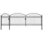 ZNTS Garden Fence Gate with Arched Top Steel 1.75x5 m Black 144371