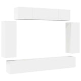 6 Piece TV Cabinet Set White Engineered Wood 3078699