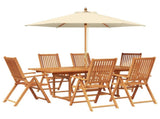 Outdoor Dining Set with Parasol 8 pcs Cream White and Natural 3438553