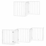 Dog Gate with Door Foldable 9 Panels White 450 cm Poplar Wood 3155535