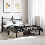 ZNTS Metal Bed Frame without Mattress with Headboard Black 140x200cm 374340