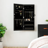 Mirror Jewellery Cabinet with LED Lights Wall Mounted Black 353242