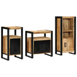 Bathroom Furniture Set 3 pcs Brown and Black Solid Mango Wood 3305614