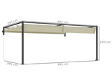 3 x 4m Steel Pergola, with Retractable Canopy - Khaki T3398P317670