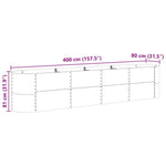 Garden Raised Bed Brown 400 x 80 x 81 cm Steel 42011325