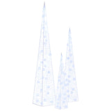 Acrylic Decorative LED Light Cone Set Blue 30/45/60cm 328969