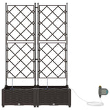 Garden Planter 2 pcs Brown 80 x 40 x 126 cm PP 42002827