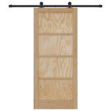 Sliding Door Natural and Black 86 x 198.5 cm Solid Pine Wood 3445456