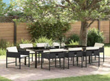 Garden Dining Set 9 pcs Black Poly Rattan 3380716