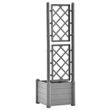 Garden Planter with Trellis 43x43x142 cm PP Stone Grey 317581