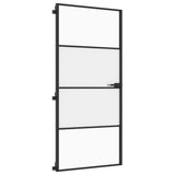 Interior Door Slim Black 93x201,5 cm Tempered Glass and Aluminium 155120