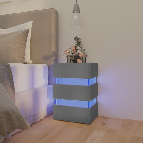 ZNTS LED Bedside Cabinet Grey 45x35x67 cm Engineered Wood 326842