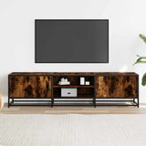 TV Cabinet Smoked Oak 160x35x41 cm Engineered Wood and Metal 848846