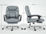 Faux Leather Reclining Office Chair, with Footrest - Grey T3398P424992