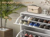 2 Drawers Entryway Shoe Cabinet, Narrow Shoe Storage Cabinet with 2 Flip Drawers, Louvred Door T3398P344136