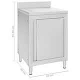 Commercial Kitchen Cabinet with Drainboard Stainless Steel 147228
