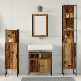Bathroom Furniture Set with Door 4 pcs Old wood Engineered wood 3332594