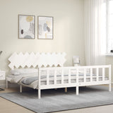 Bed Frame without Mattress White 200x200 cm Solid Wood Pine 3193487