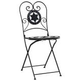 Mosaic Bistro Set Black and White Iron and Ceramic 3216354