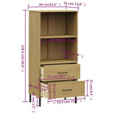 Bookcase with 2 Drawers Brown 60x35x128,5 cm Solid Wood "OSLO 351009