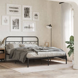 Metal Bed Frame without Mattress with Headboard Black 140x200cm 377118