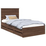 Bed Frame with Drawer Brown Oak 100 x 200 cm Engineer Wood 3411151