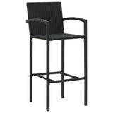 Garden Bar Set Black PE rattan Medium Footrest Bar Table Set 3187652