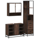 ZNTS 3 Piece Bathroom Furniture Set Brown Oak Engineered Wood 3301184