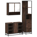 3 Piece Bathroom Furniture Set Brown Oak Engineered Wood 3301184