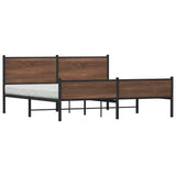 Metal Bed Frame without Mattress Brown Oak 183x213 cm 3301416