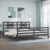 Bed Frame without Mattress Grey 200x200 cm Solid Wood 3194463