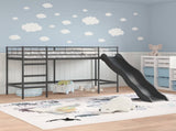 Kids'Loft Bed Frame with Slide Black and Anthracite 42020777