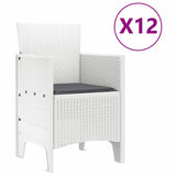 Garden Dining Set 13 pcs White Synthetic rattan and Metal 3378625
